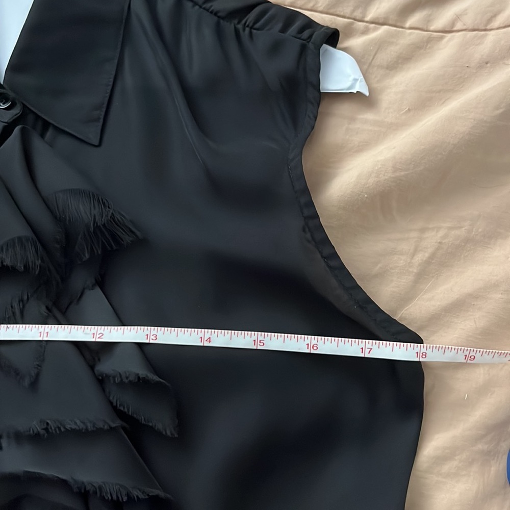 Aqua Ruffle Front Button Down Top - image 7